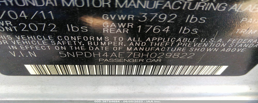 5NPDH4AE7BH029822 2011 HYUNDAI ELANTRA photo no. 9