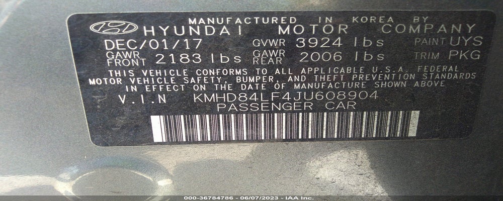 KMHD84LF4JU608904 2018 HYUNDAI ELANTRA photo no. 9