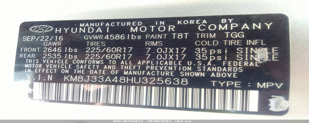 KM8J33A48HU325638 2017 HYUNDAI TUCSON photo no. 9