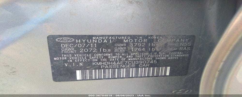 KMHDH4AE7CU390745 2012 HYUNDAI ELANTRA photo no. 9