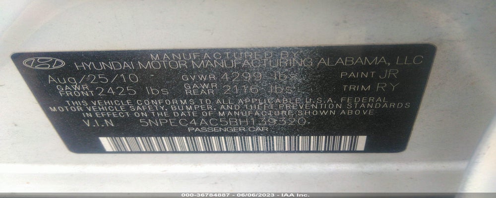 5NPEC4AC5BH139320 2011 HYUNDAI SONATA photo no. 9