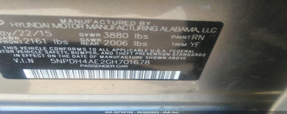 5NPDH4AE2GH701678 2016 HYUNDAI ELANTRA photo no. 9