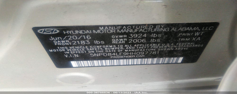 5NPD84LF9HH097781 2017 HYUNDAI ELANTRA photo no. 9