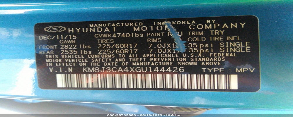 KM8J3CA4XGU144426 2016 HYUNDAI TUCSON photo no. 9