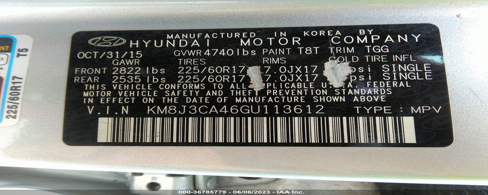 KM8J3CA46GU113612 2016 HYUNDAI TUCSON photo no. 9