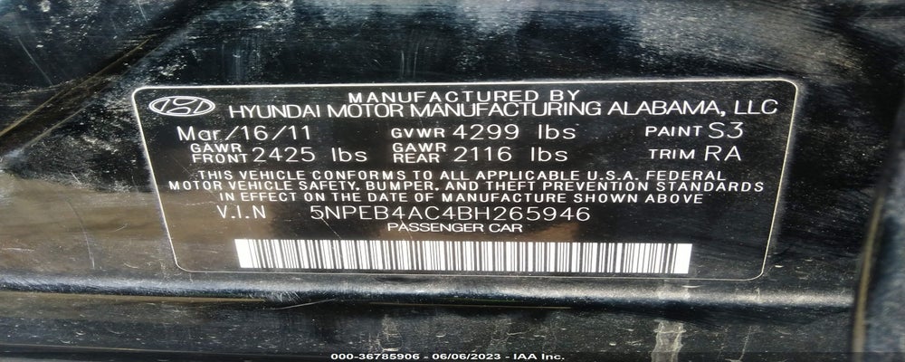 5NPEB4AC4BH265946 2011 HYUNDAI SONATA photo no. 9