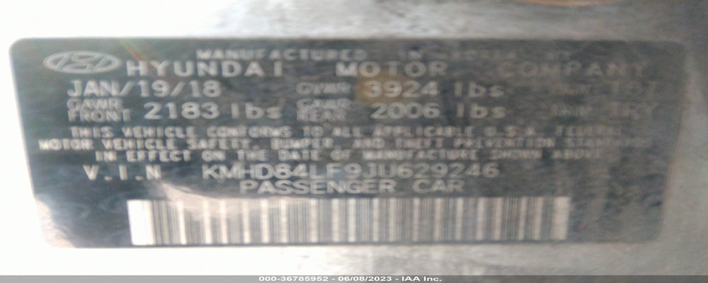 KMHD84LF9JU629246 2018 HYUNDAI ELANTRA photo no. 9