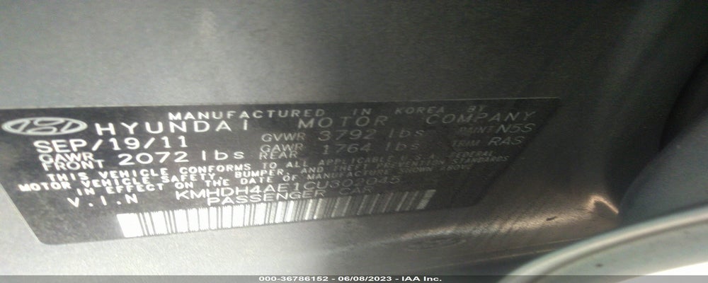 KMHDH4AE1CU302045 2012 HYUNDAI ELANTRA photo no. 9