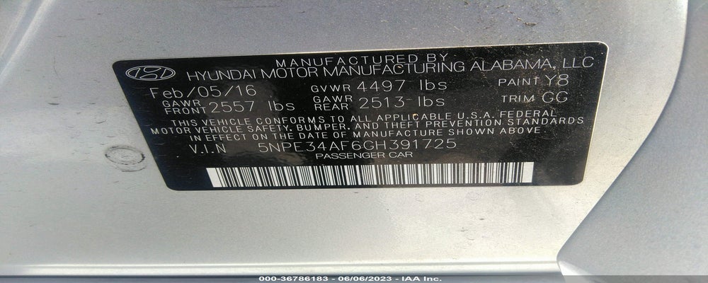 5NPE34AF6GH391725 2016 HYUNDAI SONATA photo no. 9