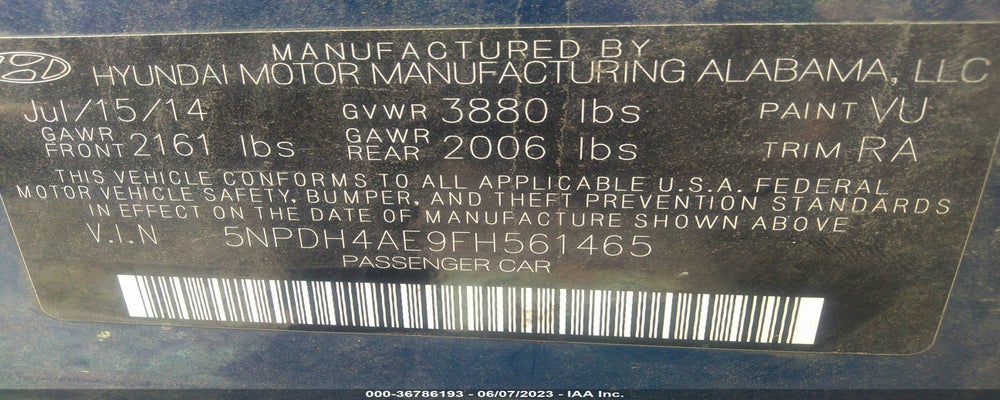 5NPDH4AE9FH561465 2015 HYUNDAI ELANTRA photo no. 9
