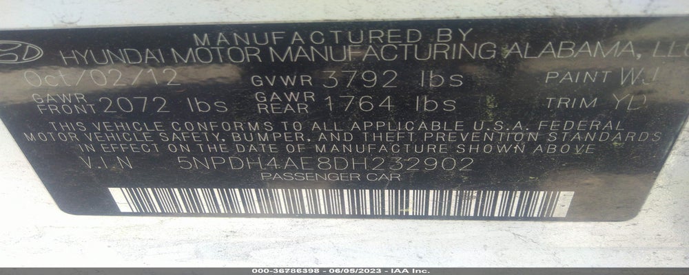 5NPDH4AE8DH232902 2013 HYUNDAI ELANTRA photo no. 9