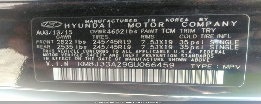 KM8J33A29GU066459 2016 HYUNDAI TUCSON photo no. 9