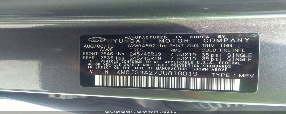 KM8J33A27JU818019 2018 HYUNDAI TUCSON photo no. 9