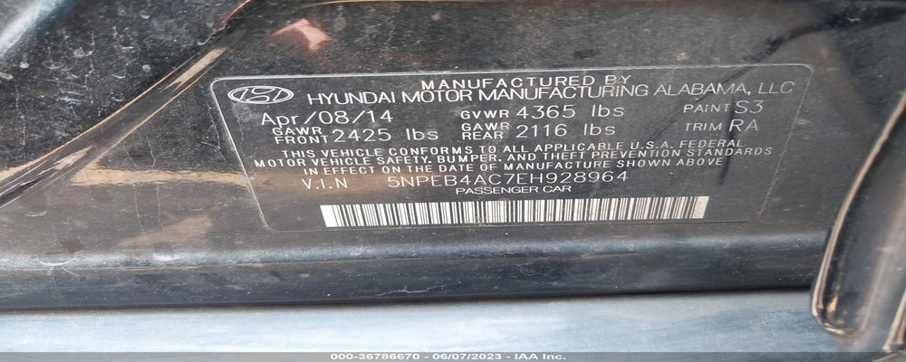 5NPEB4AC7EH928964 2014 HYUNDAI SONATA photo no. 9