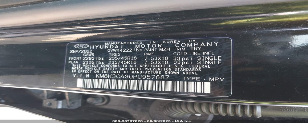 KM8K3CA30PU957687 2023 HYUNDAI KONA photo no. 9