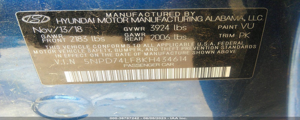 5NPD74LF8KH434614 2019 HYUNDAI ELANTRA photo no. 9