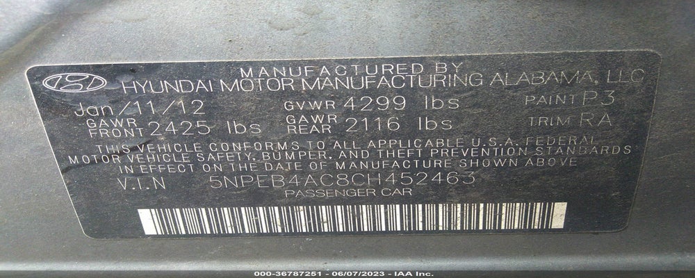 5NPEB4AC8CH452463 2012 HYUNDAI SONATA photo no. 9