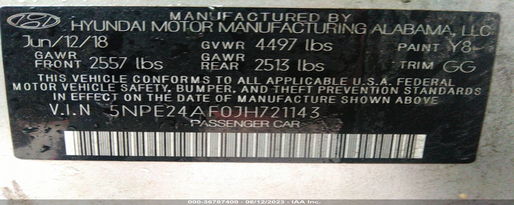 5NPE24AF0JH721143 2018 HYUNDAI SONATA photo no. 9
