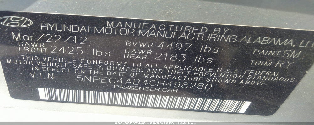 5NPEC4AB4CH498280 2012 HYUNDAI SONATA photo no. 9