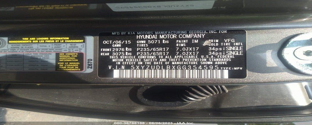 5XYZUDLBXGG354595 2016 HYUNDAI SANTA FE SPORT photo no. 9