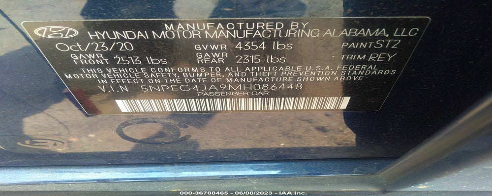 5NPEG4JA9MH086448 2021 HYUNDAI SONATA photo no. 9