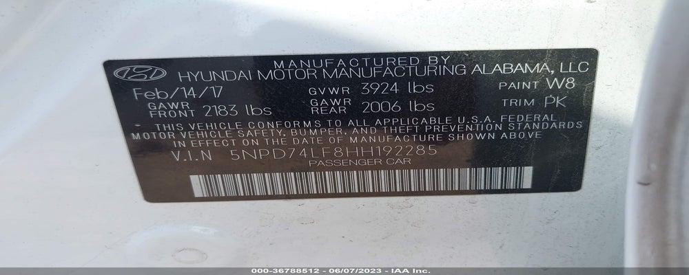 5NPD74LF8HH192285 2017 HYUNDAI ELANTRA photo no. 9