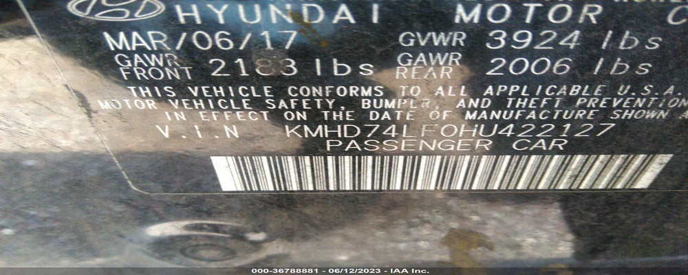 KMHD74LF0HU422127 2017 HYUNDAI ELANTRA photo no. 9