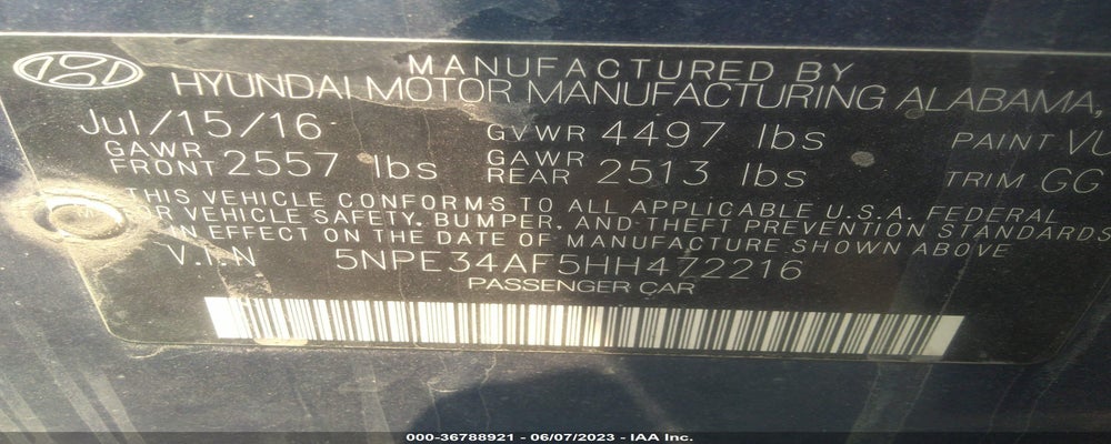 5NPE34AF5HH472216 2017 HYUNDAI SONATA photo no. 9