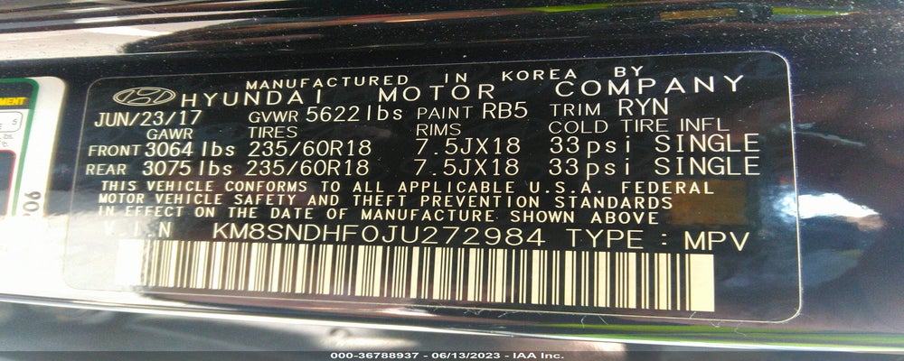 KM8SNDHF0JU272984 2018 HYUNDAI SANTA FE photo no. 9