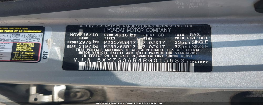 5XYZG3AB4BG015683 2011 HYUNDAI SANTA FE photo no. 9