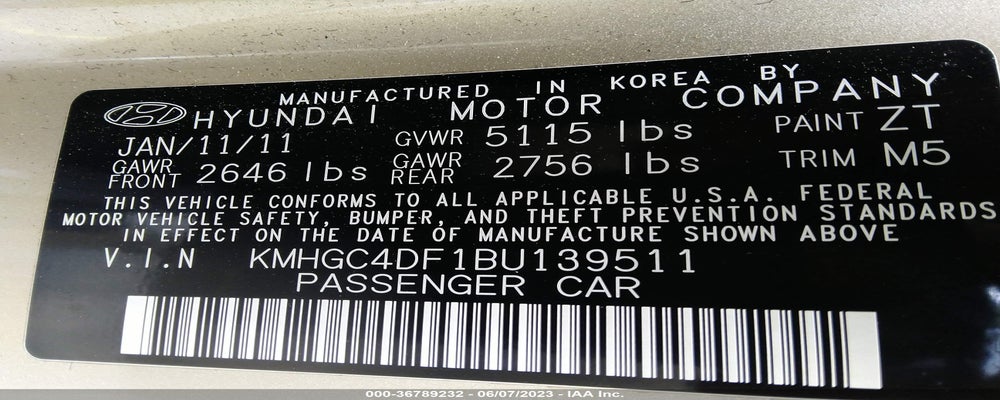 KMHGC4DF1BU139511 2011 HYUNDAI GENESIS photo no. 9