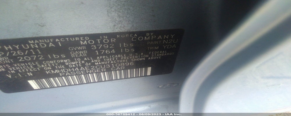 KMHDH4AE2CU310896 2012 HYUNDAI ELANTRA photo no. 9