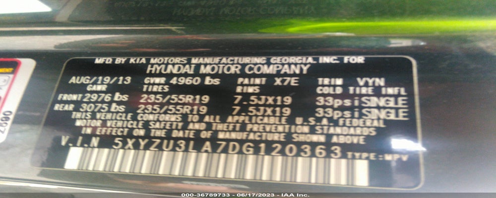 5XYZU3LA7DG120363 2013 HYUNDAI SANTA FE photo no. 9