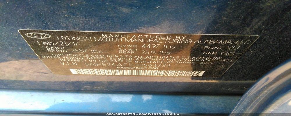 5NPE24AF1HH564734 2017 HYUNDAI SONATA photo no. 9