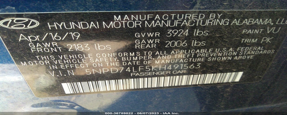 5NPD74LF5KH491563 2019 HYUNDAI ELANTRA photo no. 9