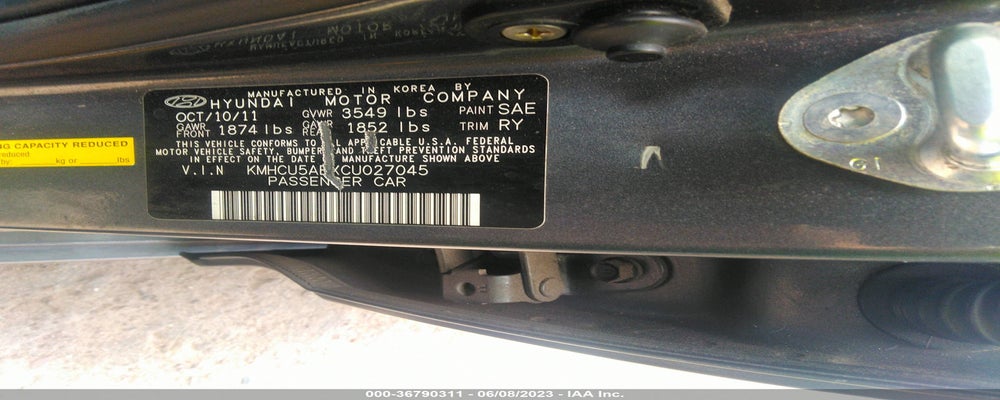 KMHCU5AEXCU027045 2012 HYUNDAI ACCENT photo no. 9
