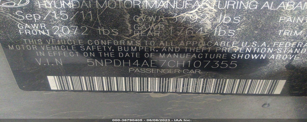 5NPDH4AE7CH107355 2012 HYUNDAI ELANTRA photo no. 9