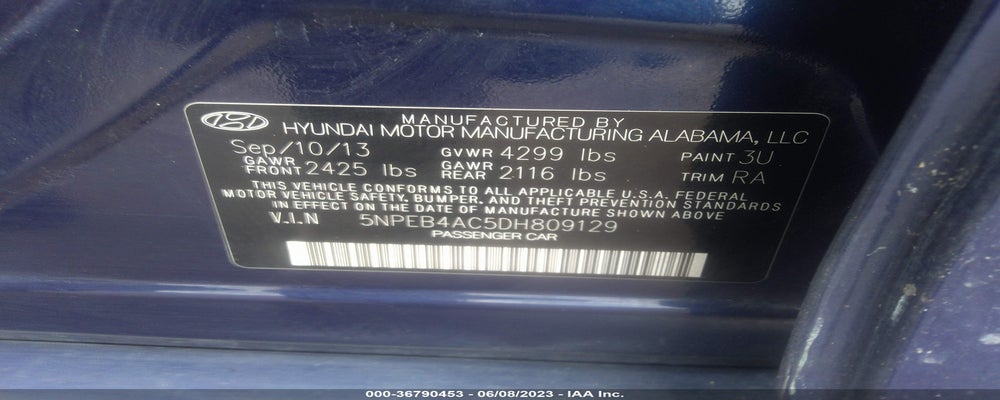 5NPEB4AC5DH809129 2013 HYUNDAI SONATA photo no. 9