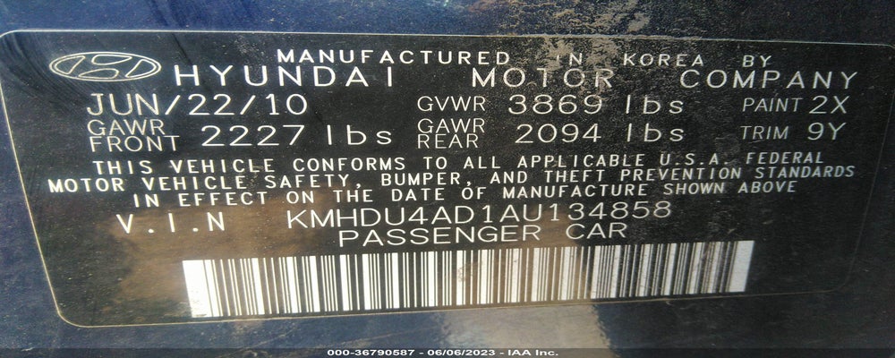 KMHDU4AD1AU134858 2010 HYUNDAI ELANTRA photo no. 9