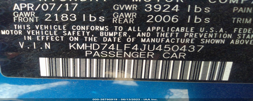 KMHD74LF4JU450437 2018 HYUNDAI ELANTRA photo no. 9
