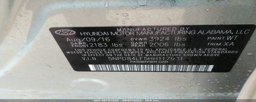 5NPD84LF5HH117931 2017 HYUNDAI ELANTRA photo no. 9
