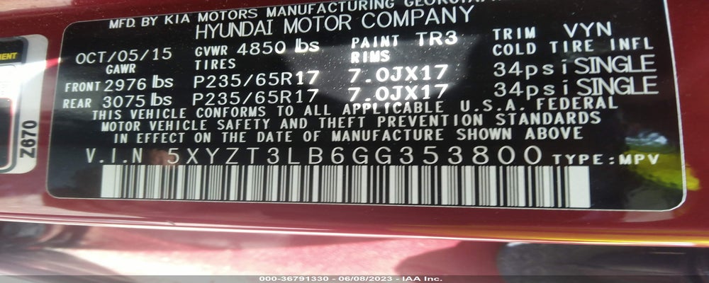 5XYZT3LB6GG353800 2016 HYUNDAI SANTA FE SPORT photo no. 9
