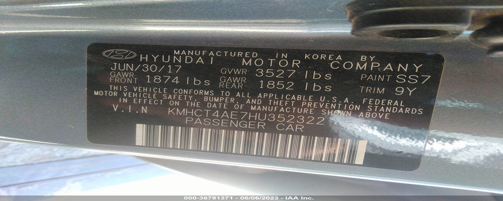 KMHCT4AE7HU352322 2017 HYUNDAI ACCENT photo no. 9