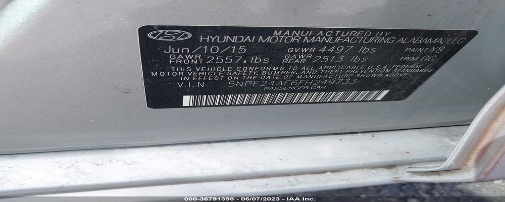 5NPE24AF6FH249733 2015 HYUNDAI SONATA photo no. 9