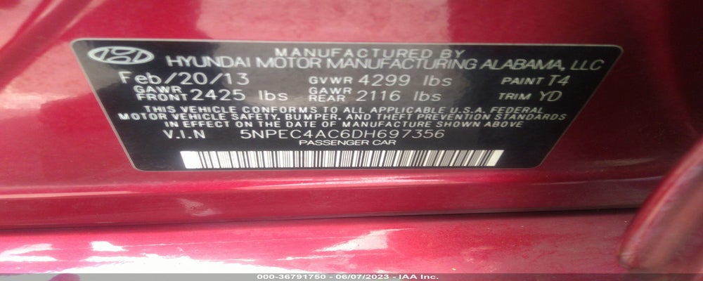 5NPEC4AC6DH697356 2013 HYUNDAI SONATA photo no. 9