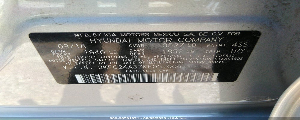 3KPC24A37KE057006 2019 HYUNDAI ACCENT photo no. 9