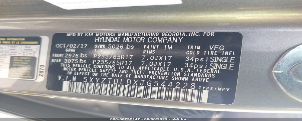 5XYZTDLBXJG544228 2018 HYUNDAI SANTA FE SPORT photo no. 9