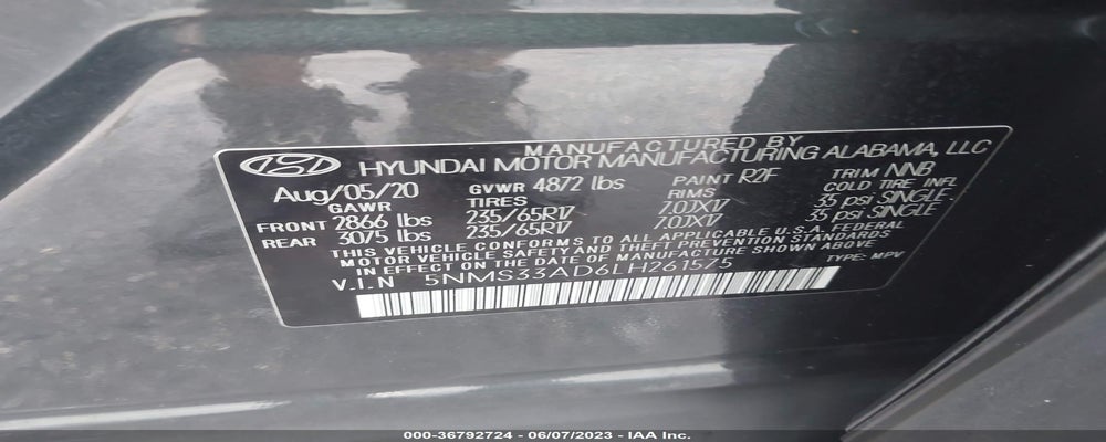 5NMS33AD6LH261575 2020 HYUNDAI SANTA FE photo no. 9