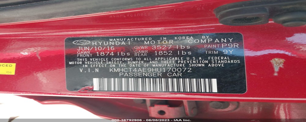 KMHCT4AE9HU170072 2017 HYUNDAI ACCENT photo no. 9