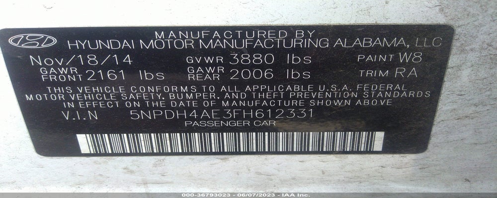 5NPDH4AE3FH612331 2015 HYUNDAI ELANTRA photo no. 9